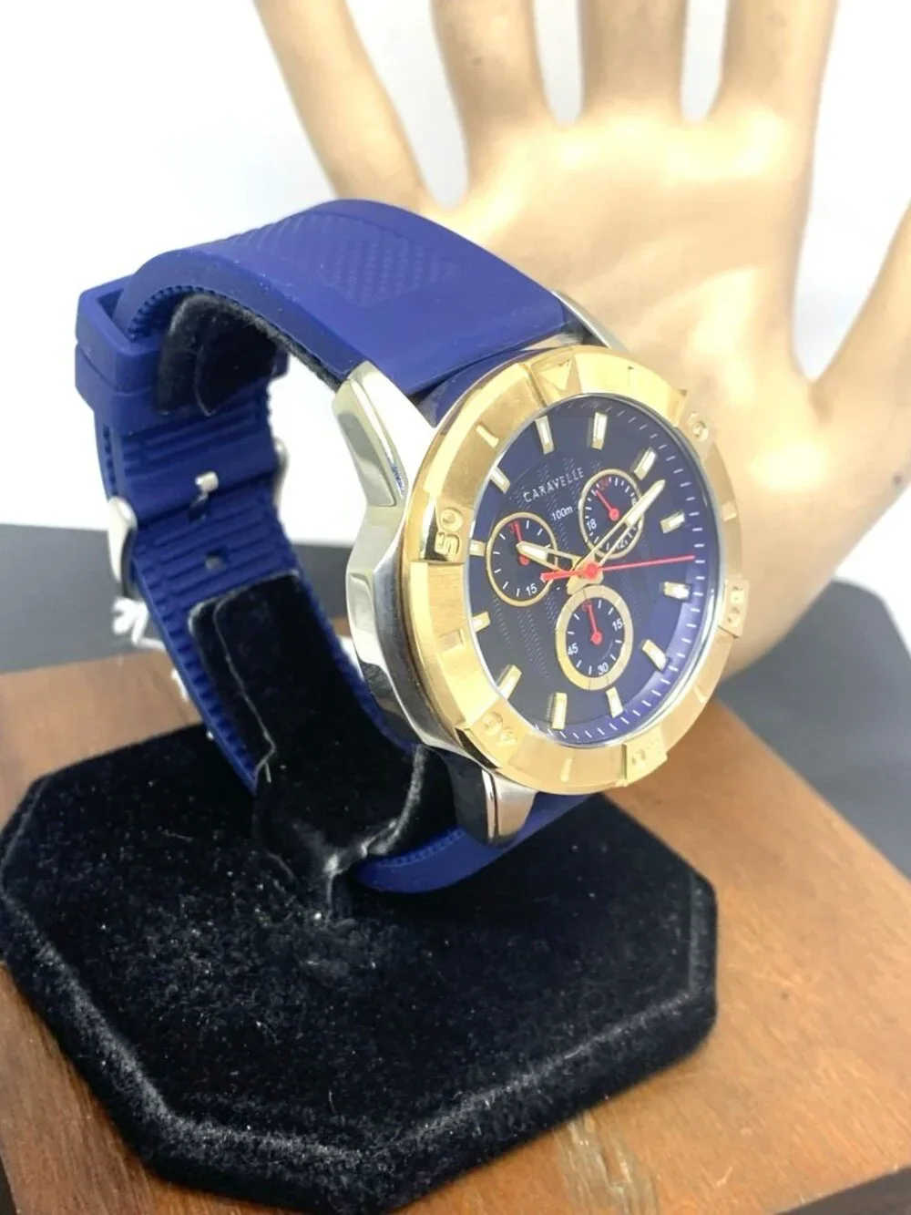 Caravelle Bulova Men's Watch 45B161 Aqualuxx Quartz Chronograph Blue Dial 44mm